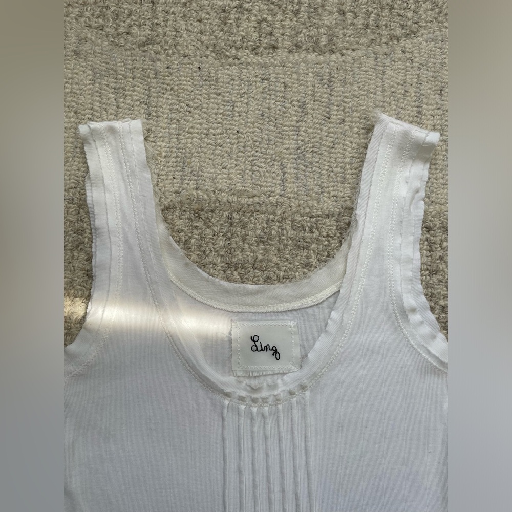Vintage Linq Los Angeles Cotton Silk Chiffon Trim Tank - Picture 3 of 5